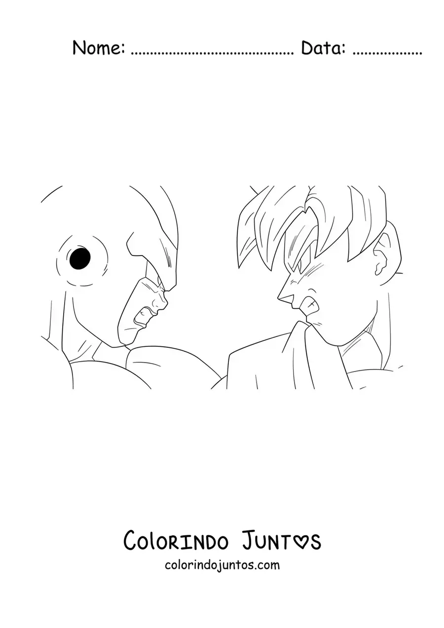 Desenho para colorir do Goku enfrentando o Freeza de Dragon Ball