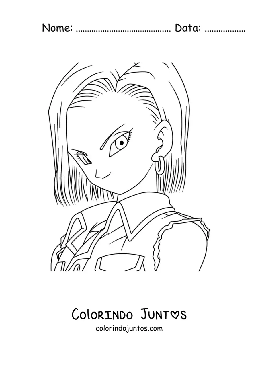 Desenho para colorir da Androide número 18 de Dragon Ball