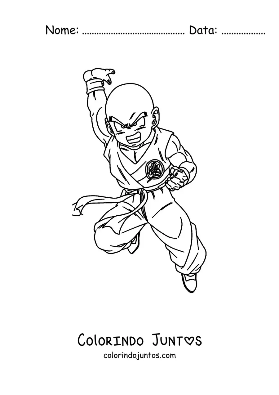 Desenho para colorir do Kuririn de Dragon Ball