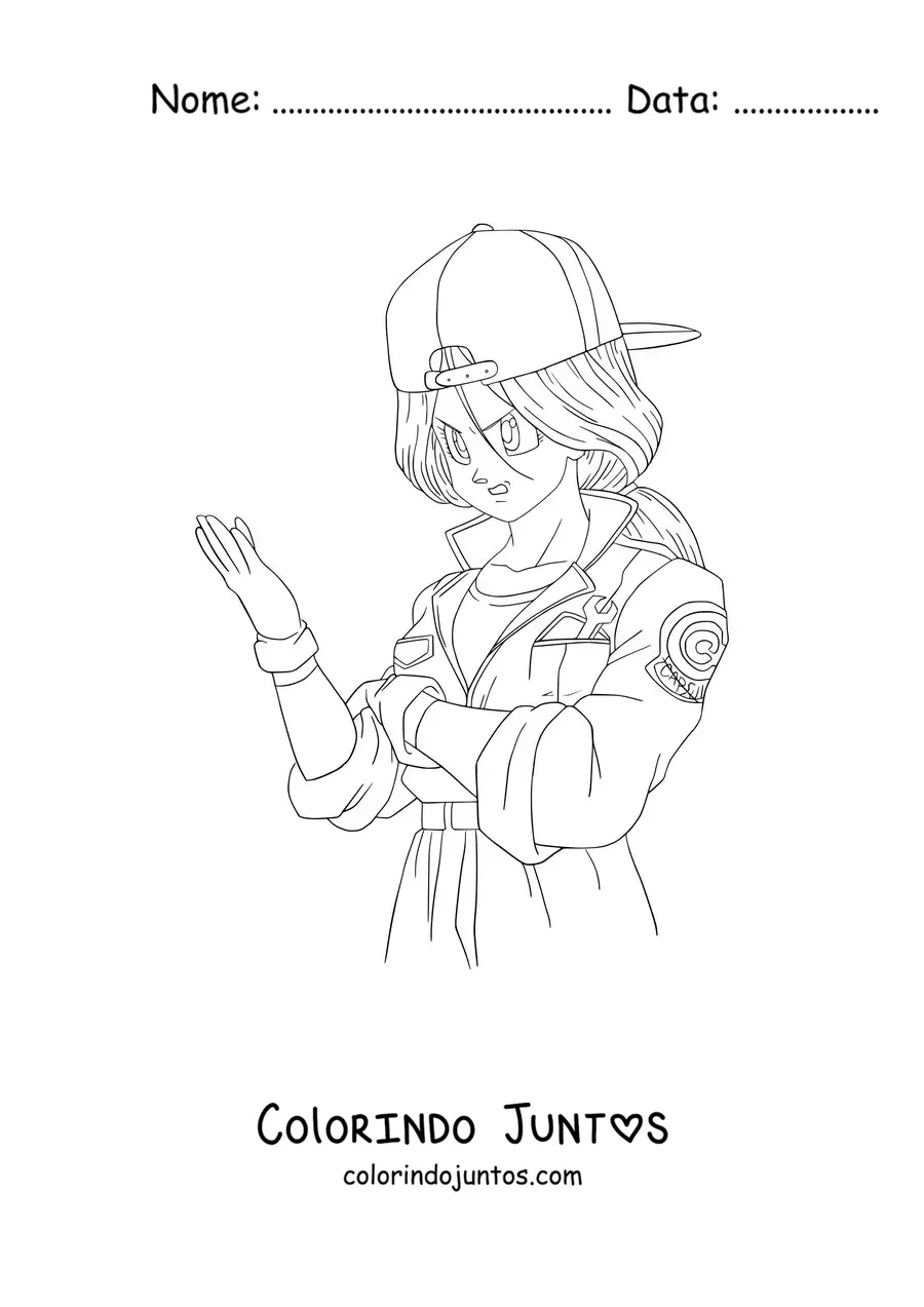 Desenho para colorir da Bulma do futuro alternativo de Dragon Ball