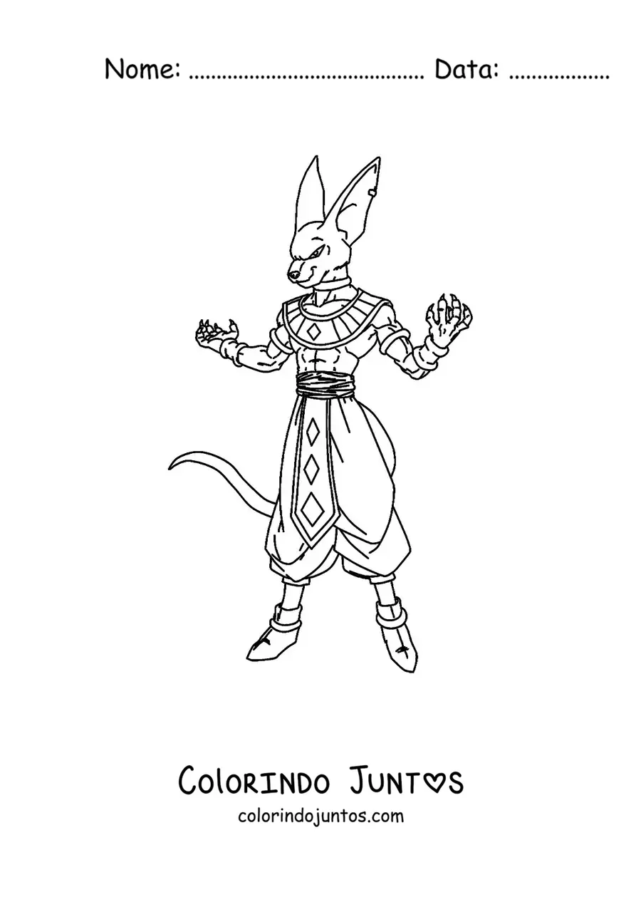 Desenho para colorir do Beerus de Dragon Ball