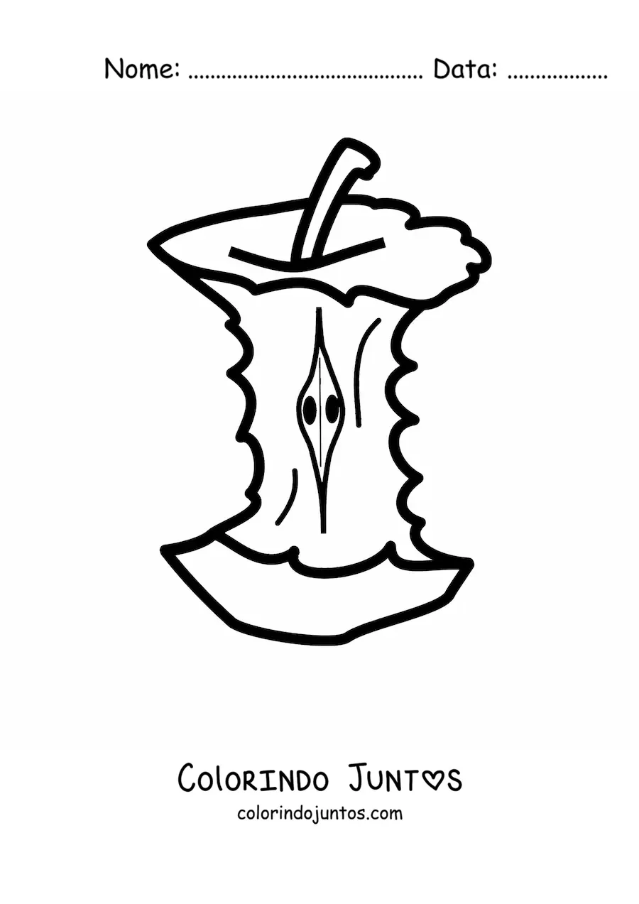 Desenho para colorir do miolo de uma maçã