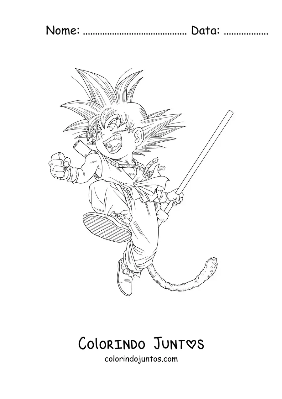 Desenho para colorir do Goku criança de Dragon Ball