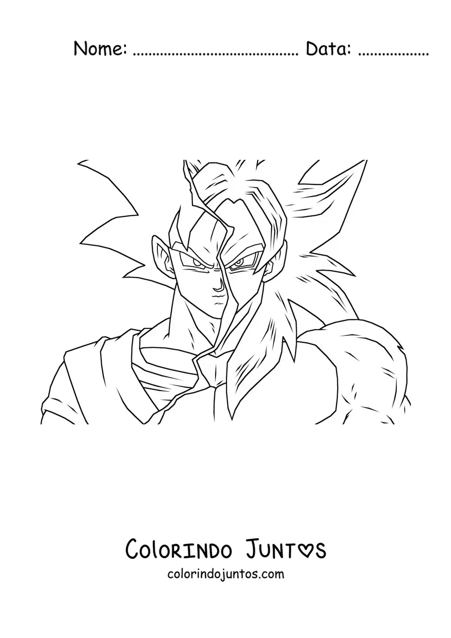 Desenho para colorir de Goku Super Saiyajin na fase 4 de Dragon Ball