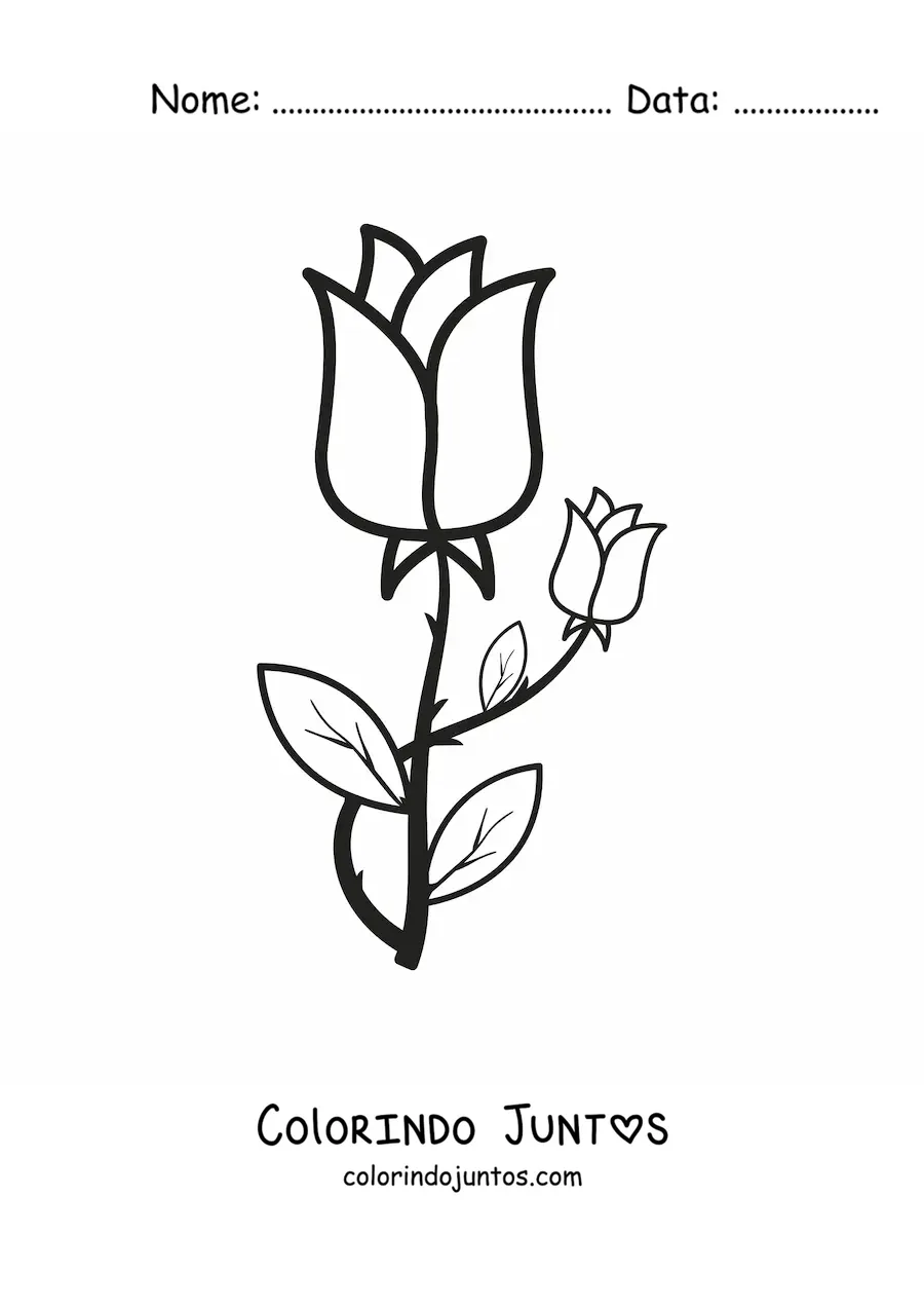 Desenho para colorir de duas rosas com espinhos