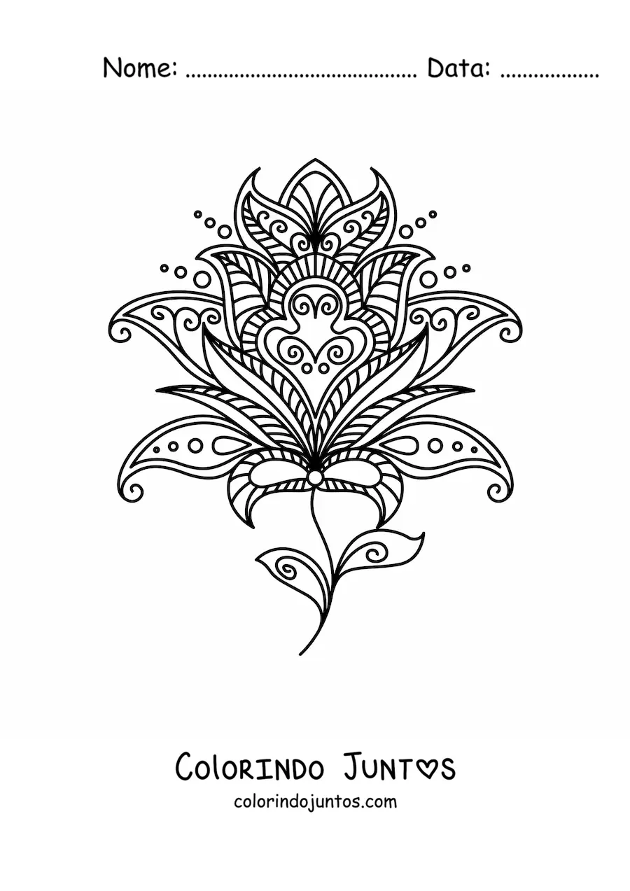 Desenho para colorir de uma mandala de rosa