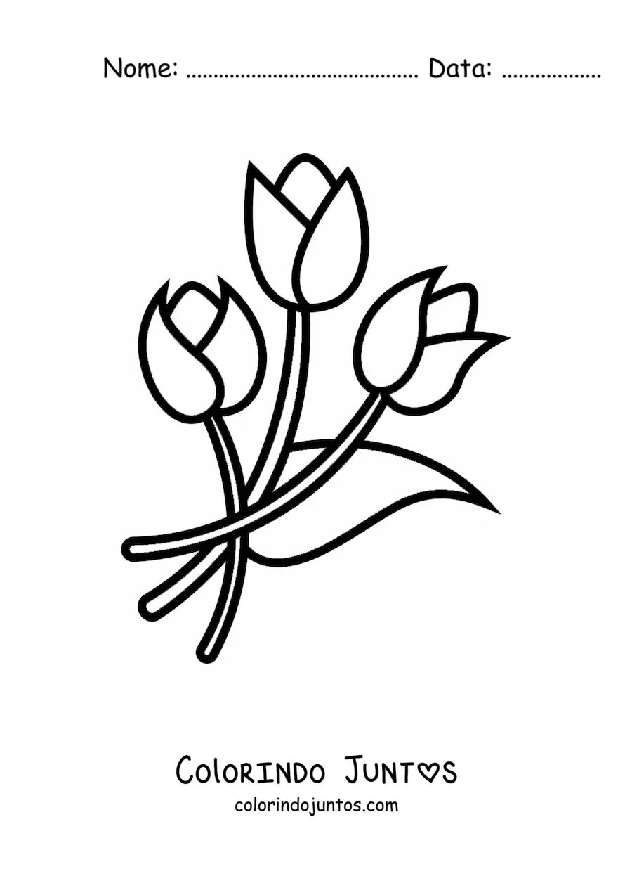 Desenho para colorir de três tulipas simples