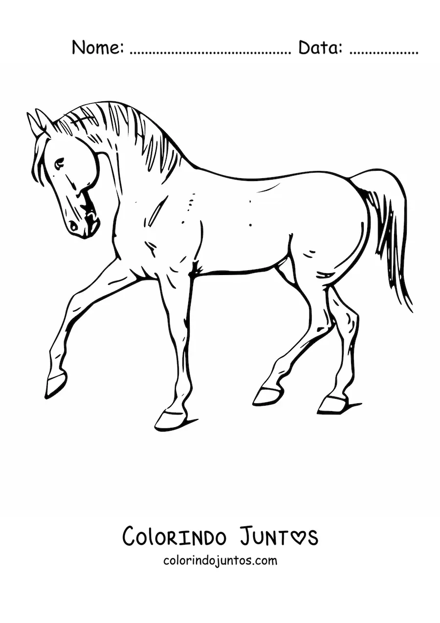 Desenho para colorir de um cavalo de perfil