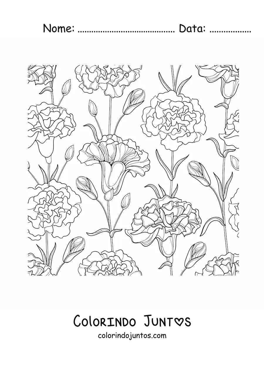 Desenho para colorir de vários cravos lindos