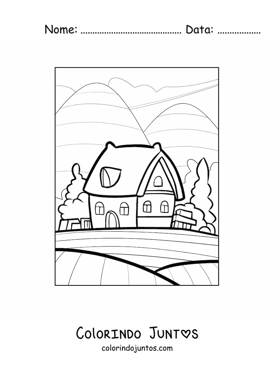 Desenho para colorir de uma casa de campo