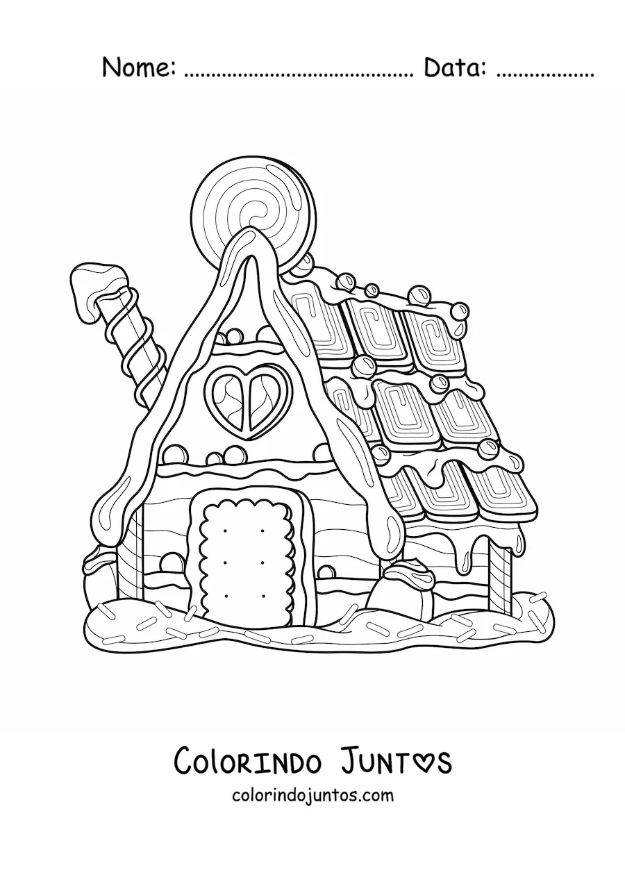 Desenho para colorir de uma casa de gengibre