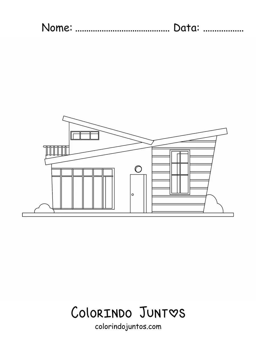 Desenho para colorir de uma casa moderna
