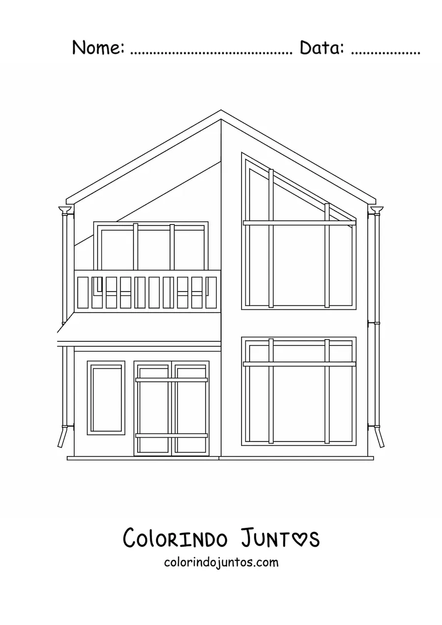 Desenho para colorir de uma casa de dois andares
