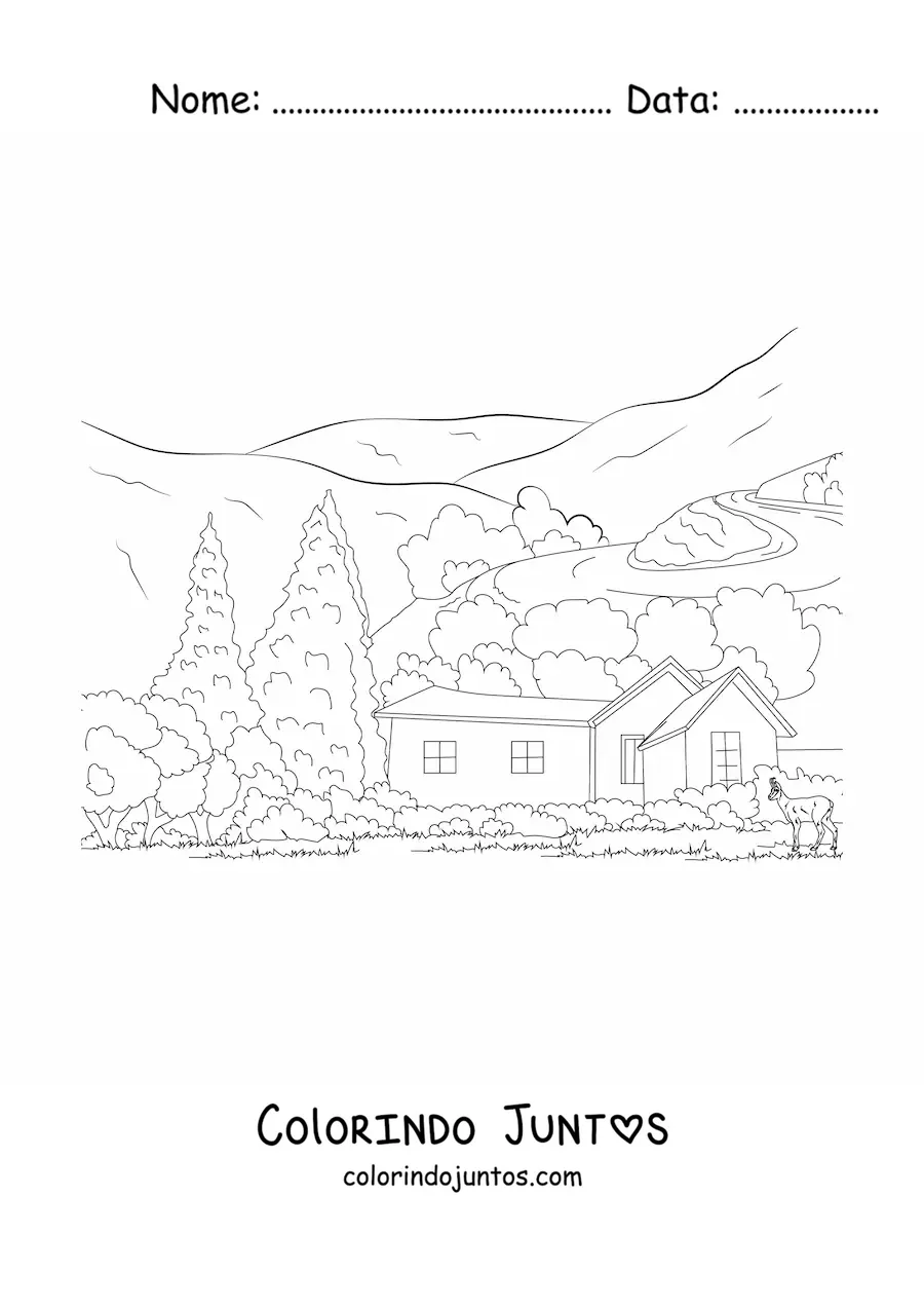 Desenho para colorir de uma casa campestre