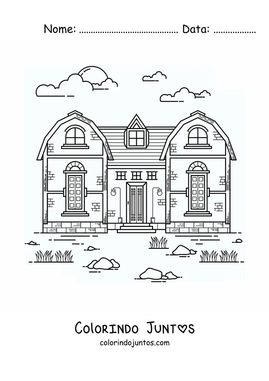 Desenho para colorir de uma casa antiga