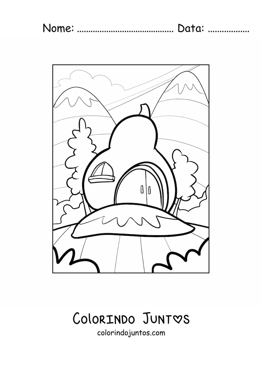 Desenho para colorir de uma casa em forma de pera