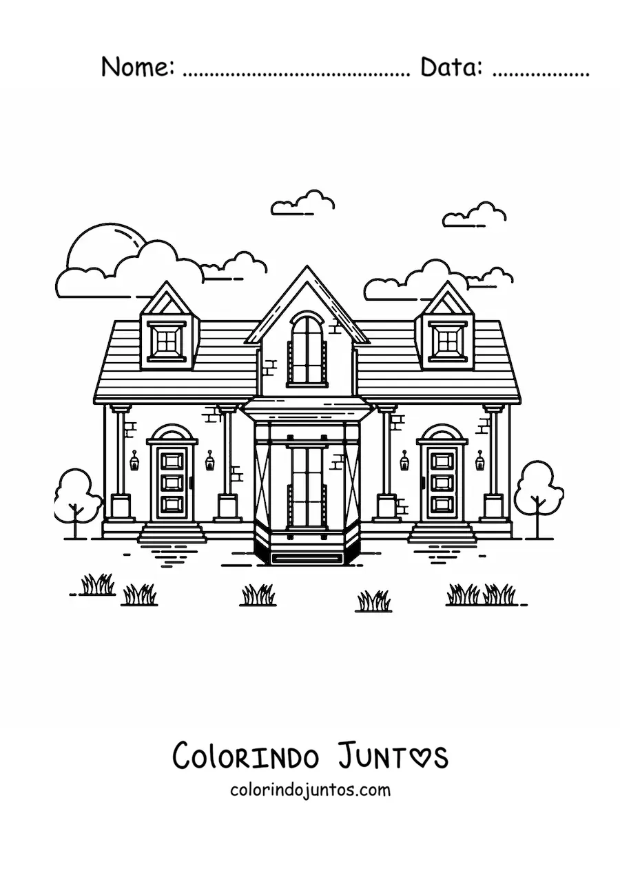 Desenho para colorir de uma casa de estilo antigo