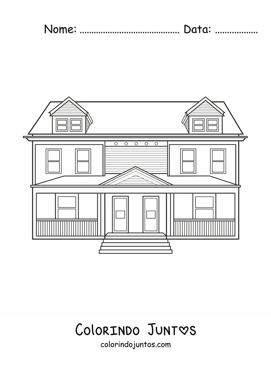 Desenho para colorir de uma casa grande