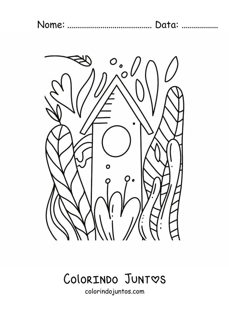 Desenho para colorir de uma casa bonita com um jardim