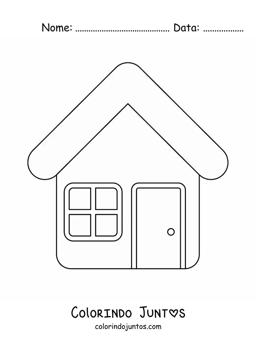 Desenho para colorir de uma casa com uma porta e uma janela