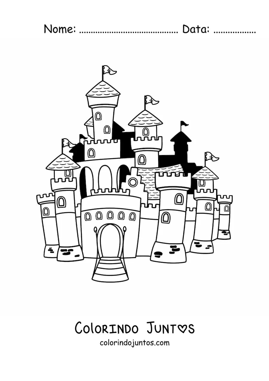 Desenho para colorir de um castelo de fantasia