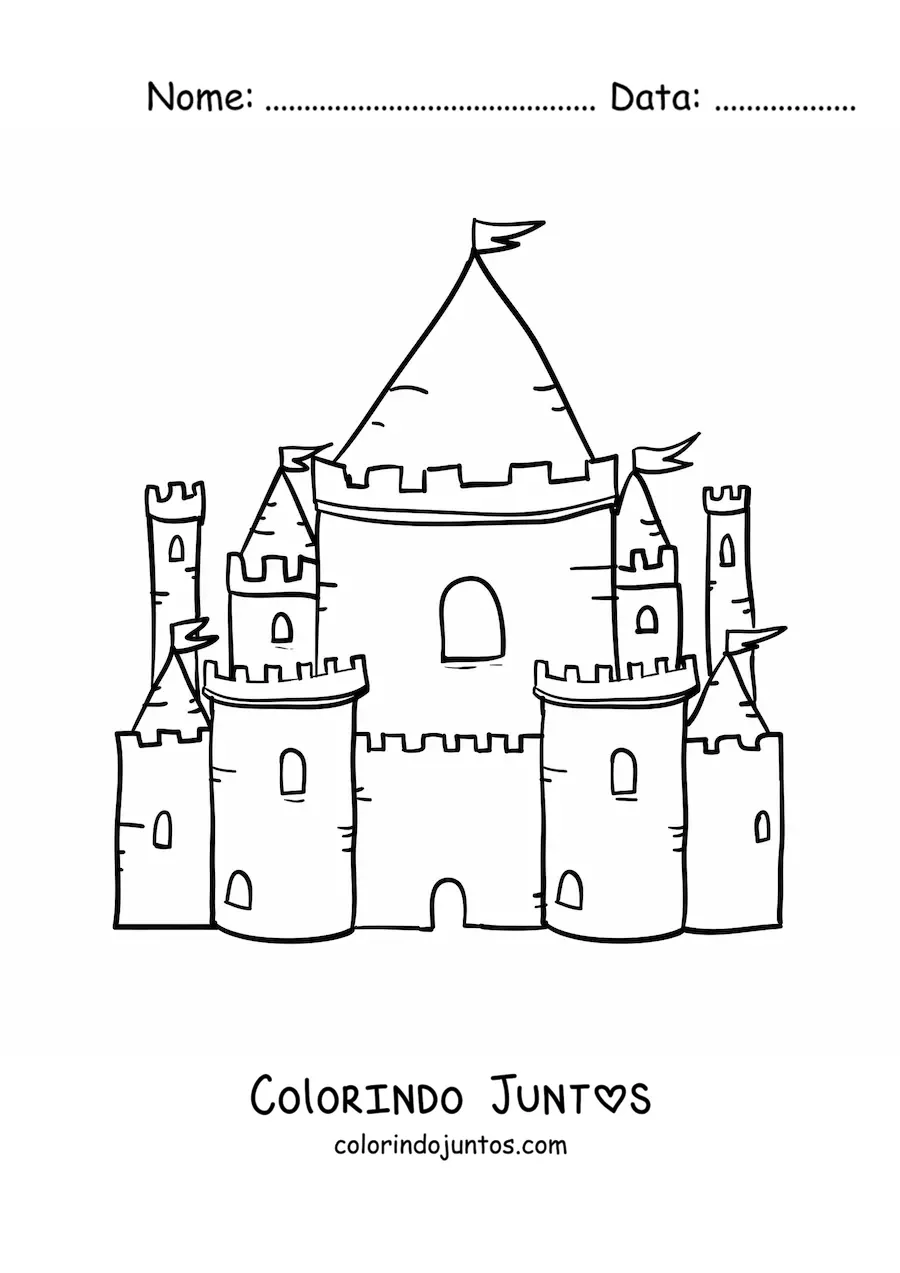 Desenho para colorir de um castelo da idade média