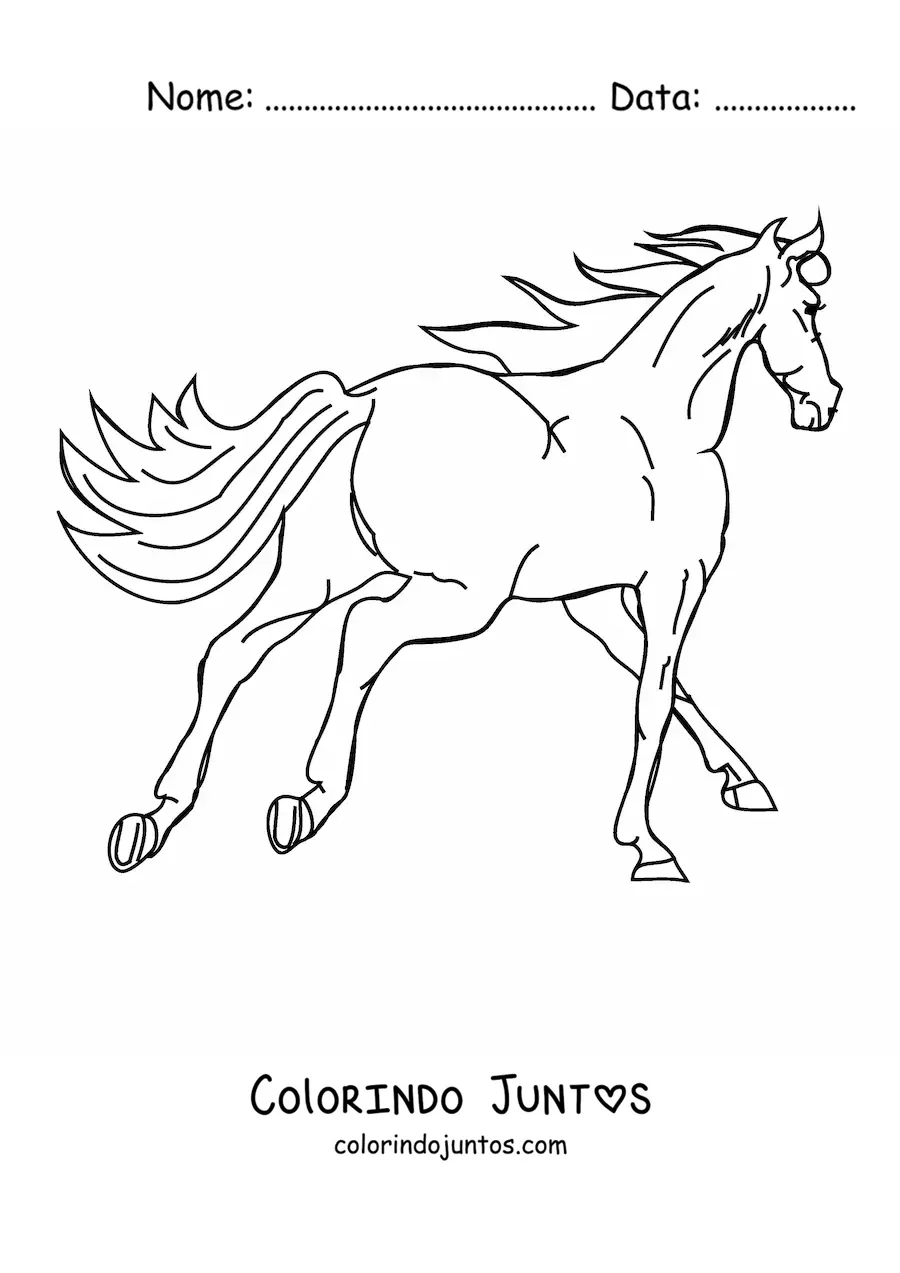 Desenho para colorir de um cavalo de costas correndo