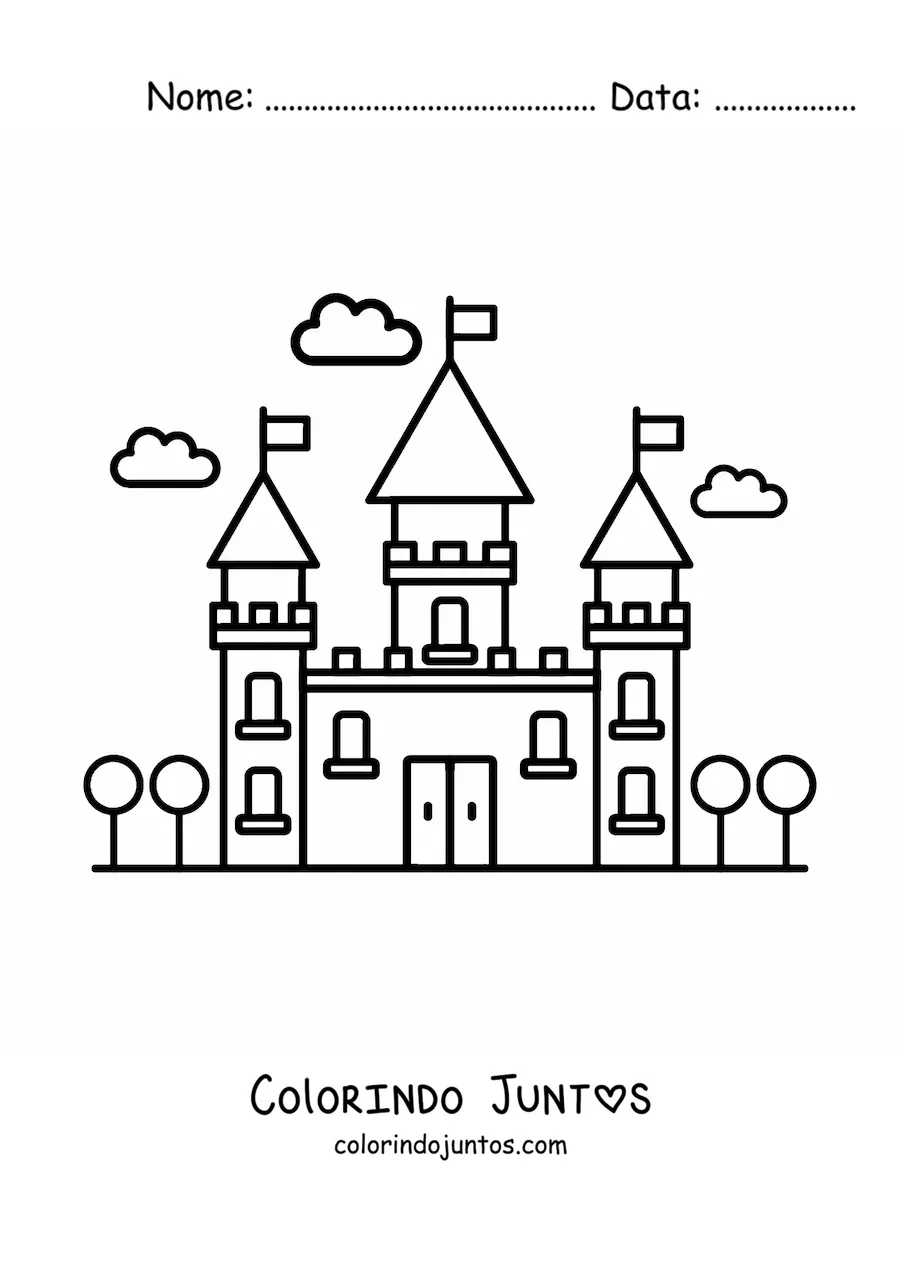 Desenho para colorir de um castelo de conto