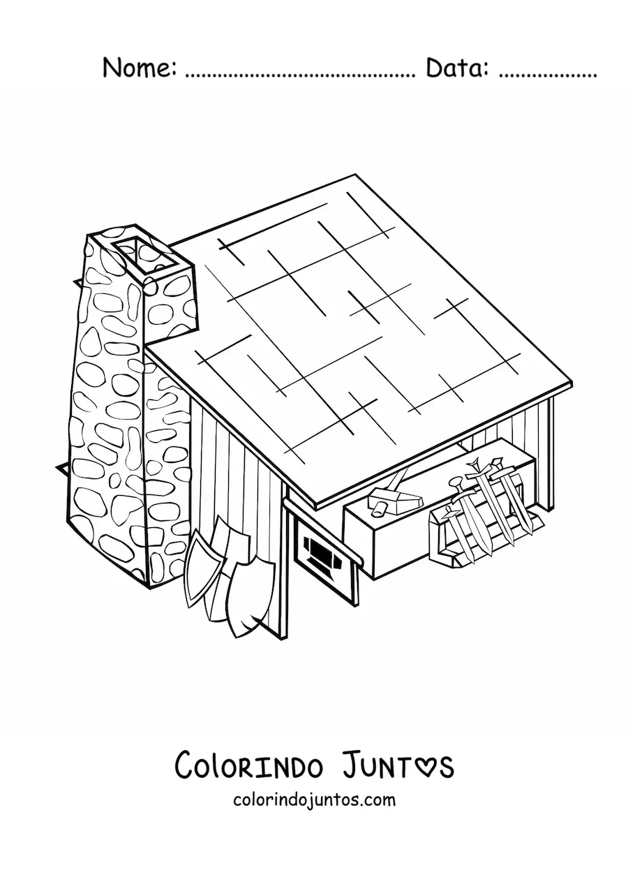 Desenho para colorir de uma cabana medieval