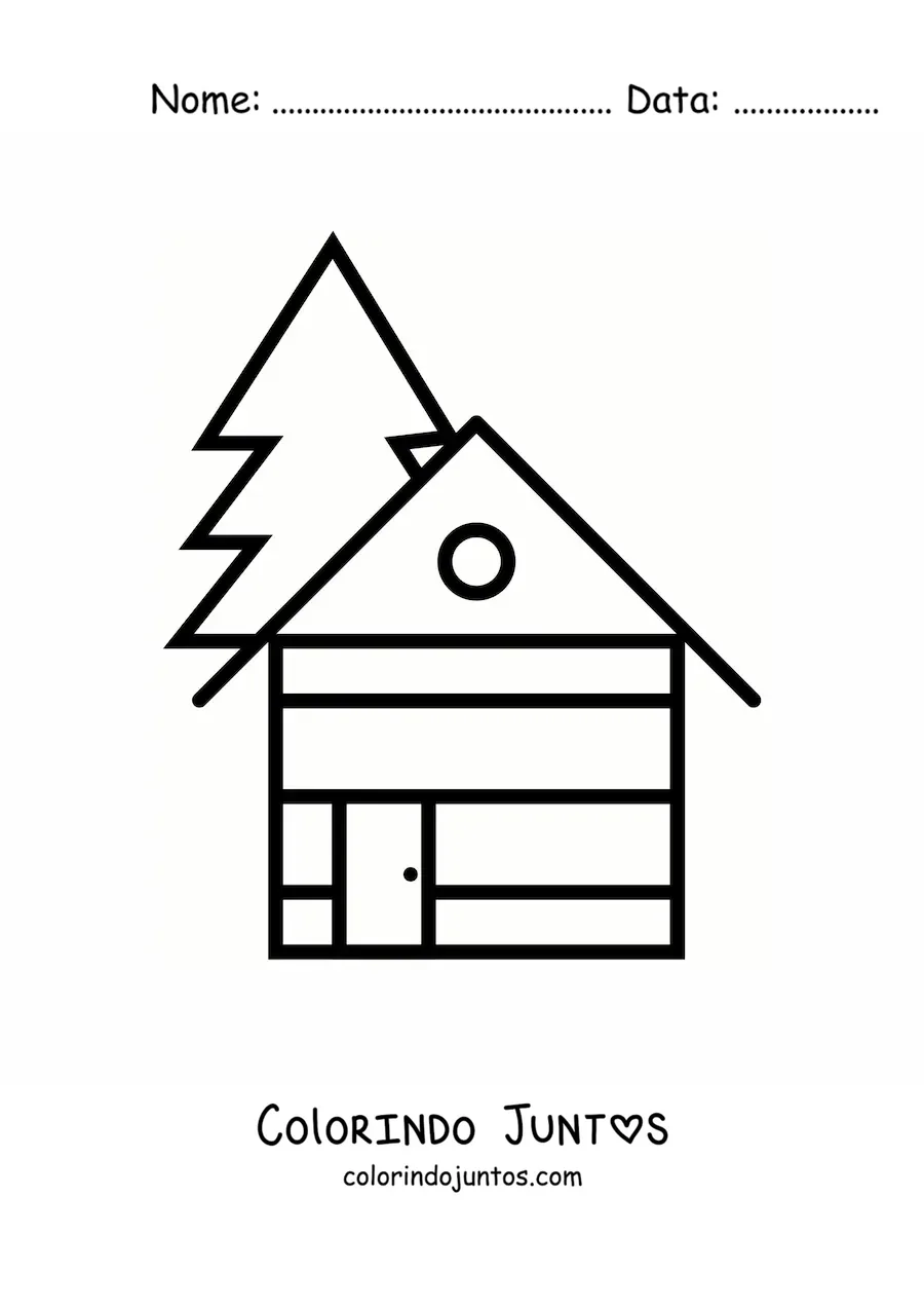 Desenho para colorir de uma cabana de madeira simples