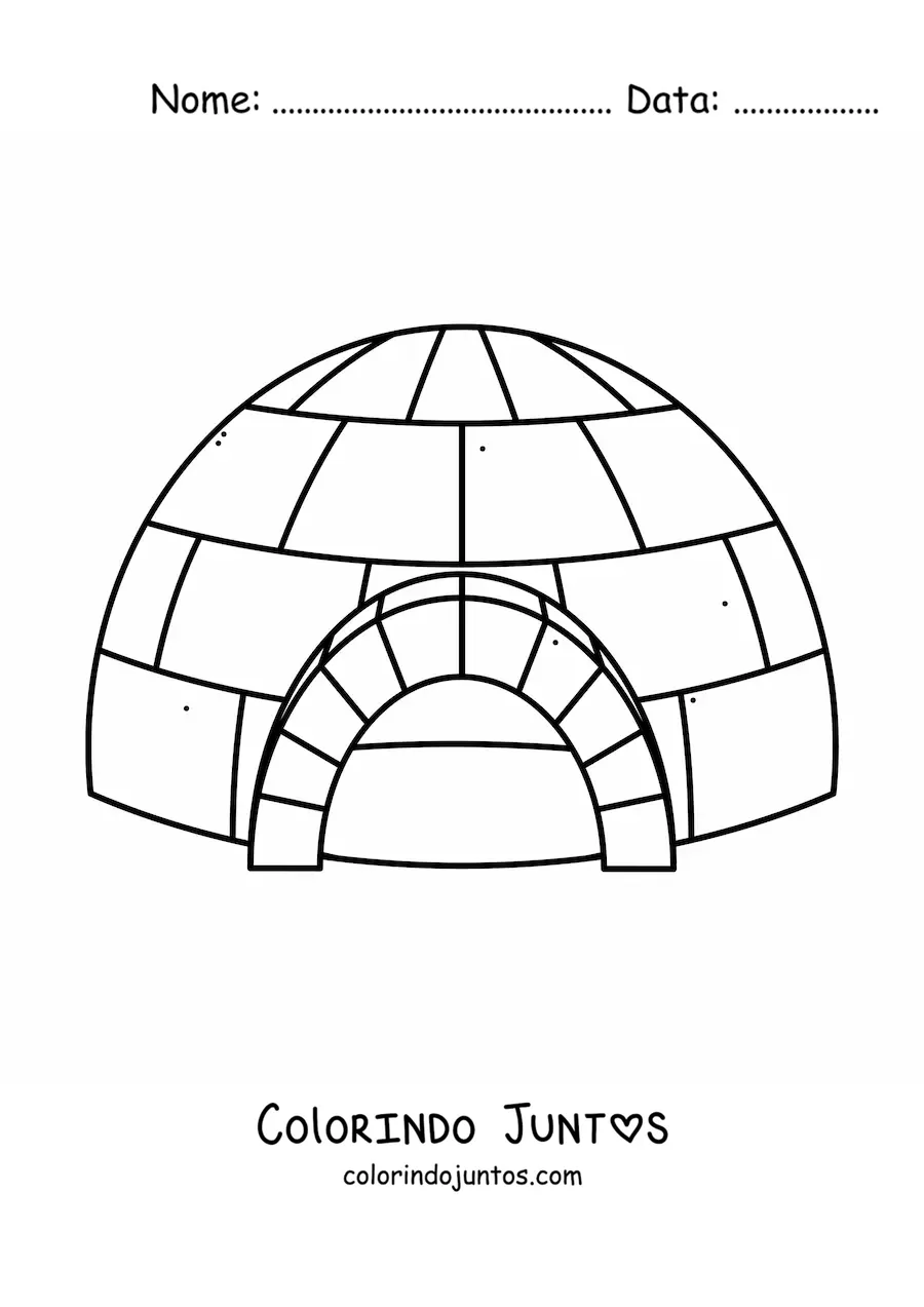Desenho para colorir de um iglu de frente