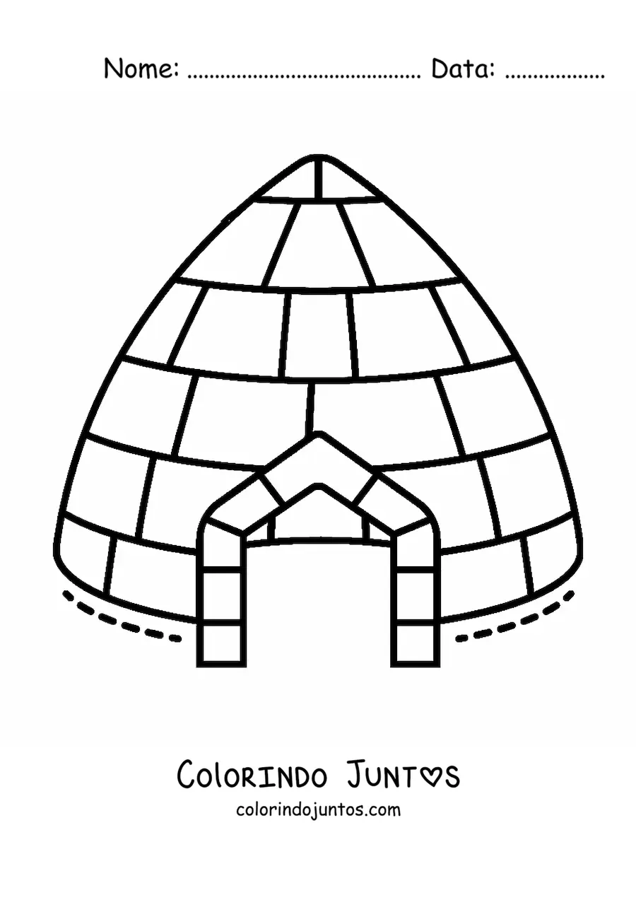 Desenho para colorir de um iglu moderno