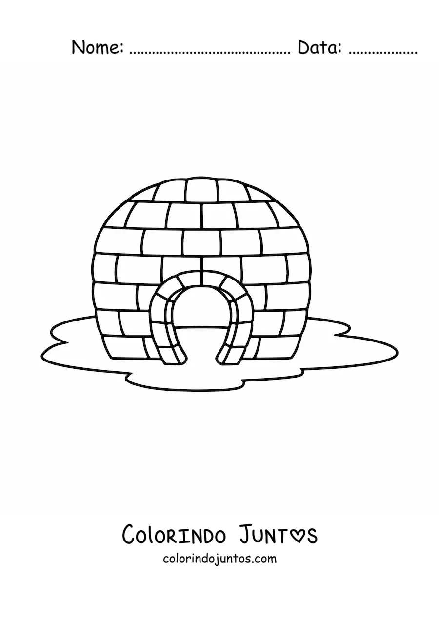 Desenho para colorir de um iglu derretendo