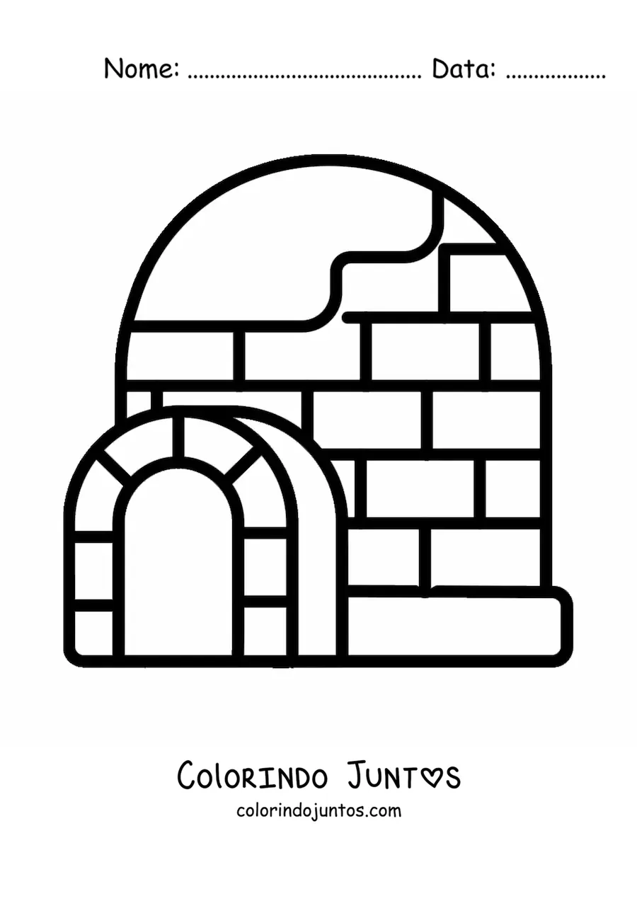 Desenho para colorir de um iglu simples