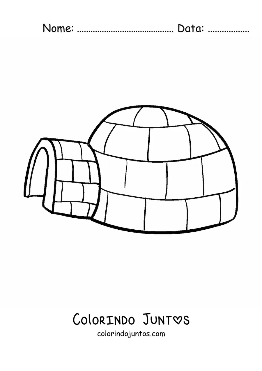 Desenho para colorir de um iglu tradicional