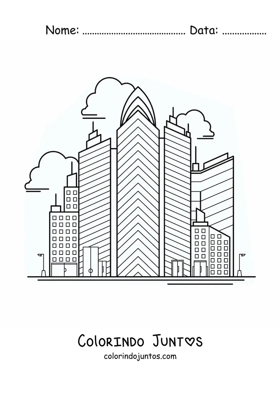 Desenho para colorir de vários arranha-céus