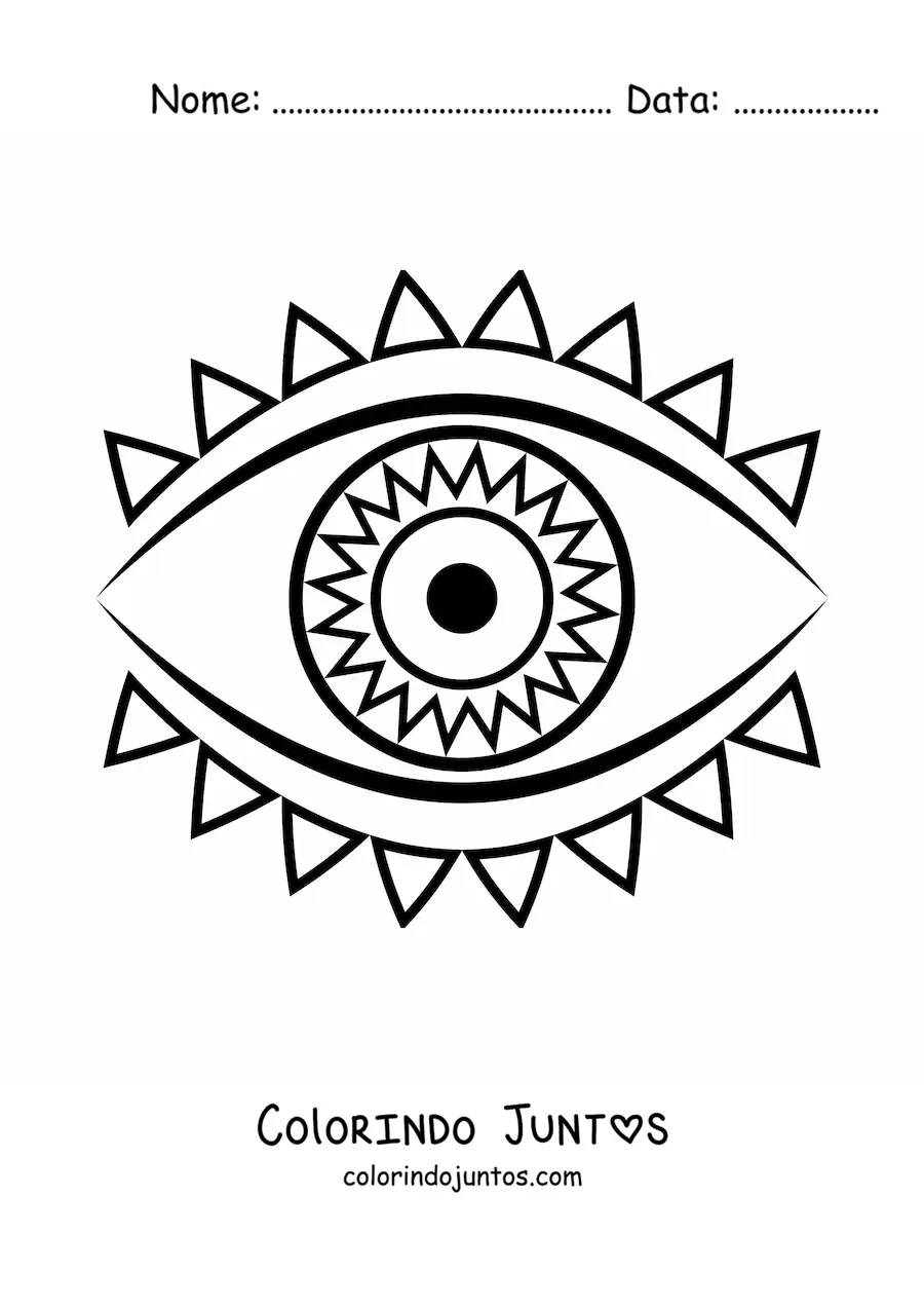 Desenho para colorir de um olho com cílios triangulares