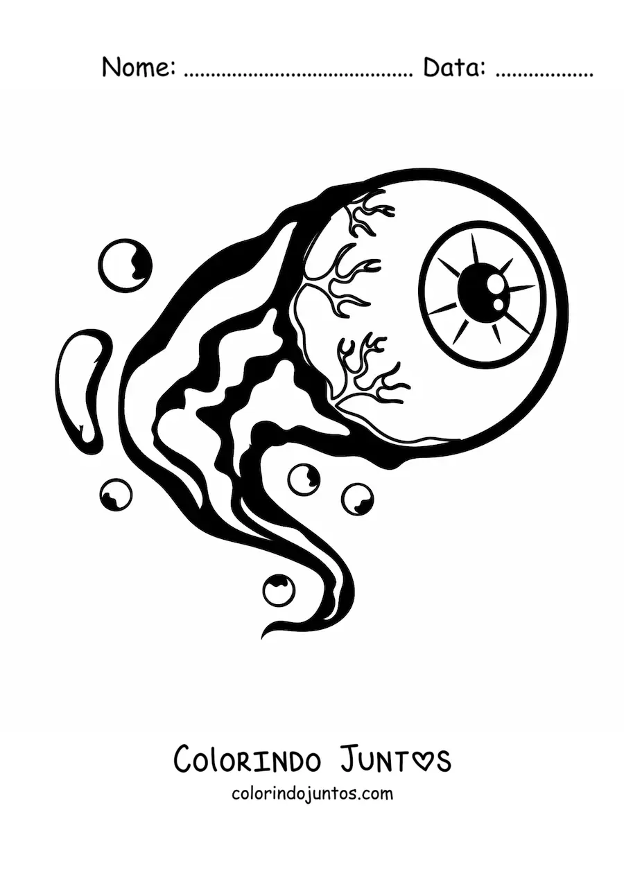 Desenho para colorir de um globo ocular animado