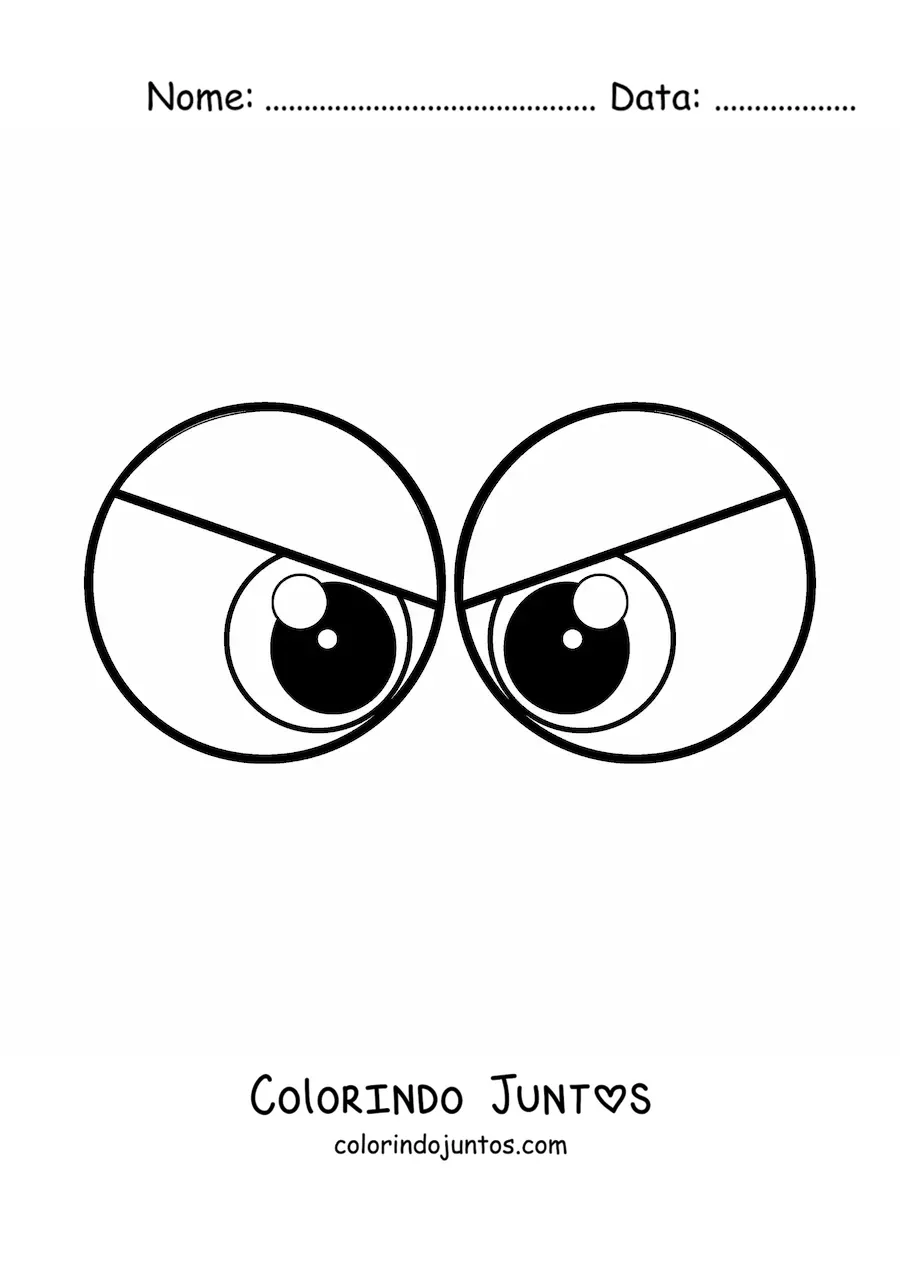 Desenho para colorir de um par de olhos furiosos animados