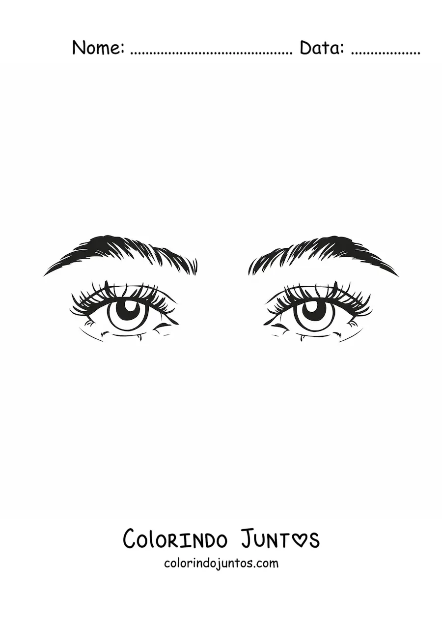 Desenho para colorir de um par de lindos olhos realistas de mulher