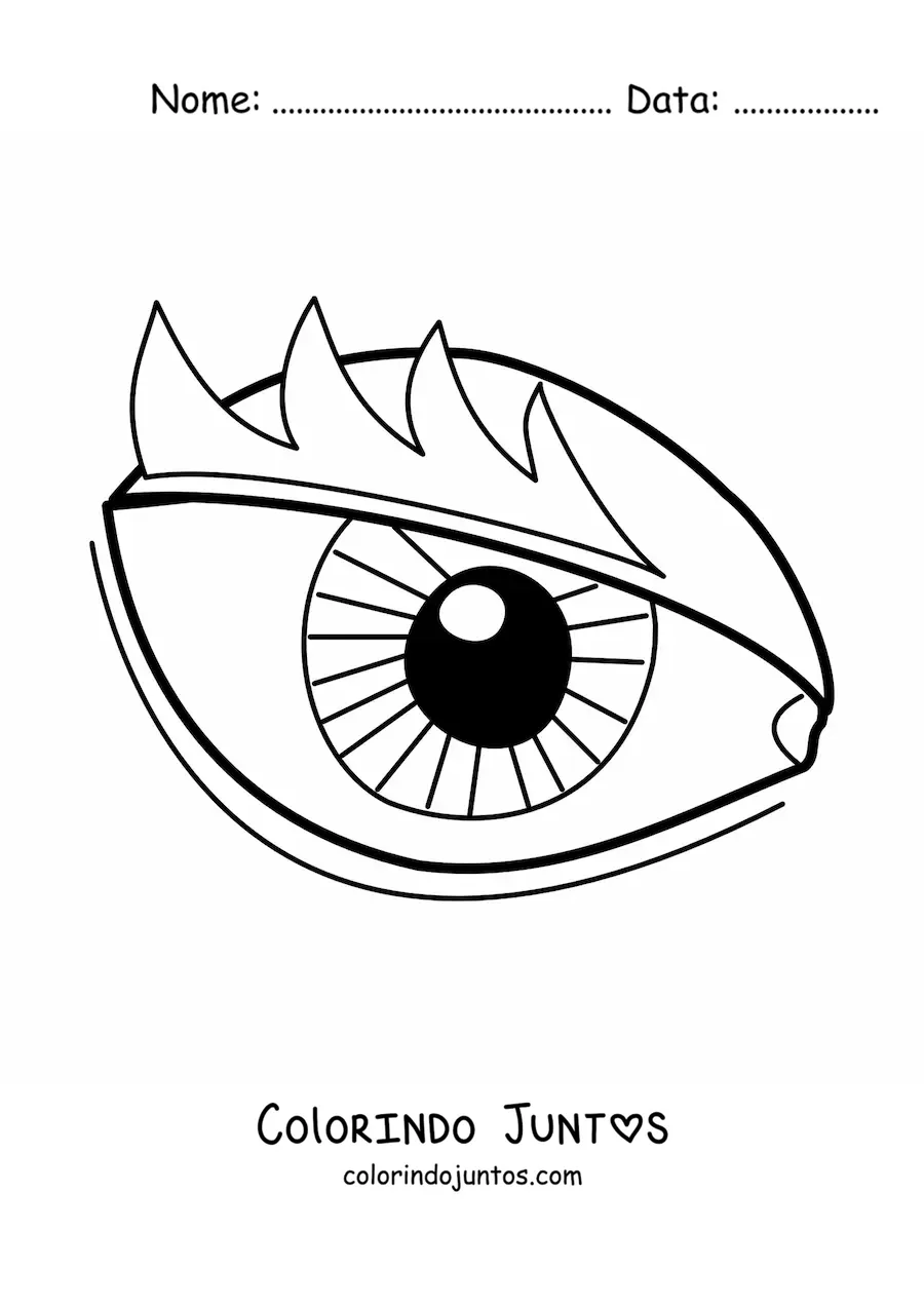 Desenho para colorir de um olho animado com cílios