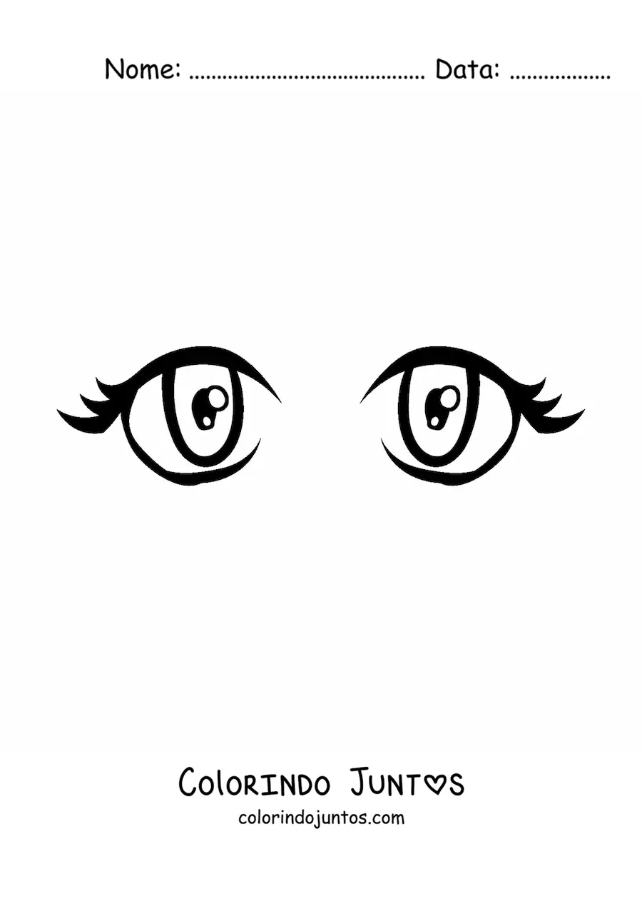 Desenho para colorir de um par de olhos de mulher no estilo anime