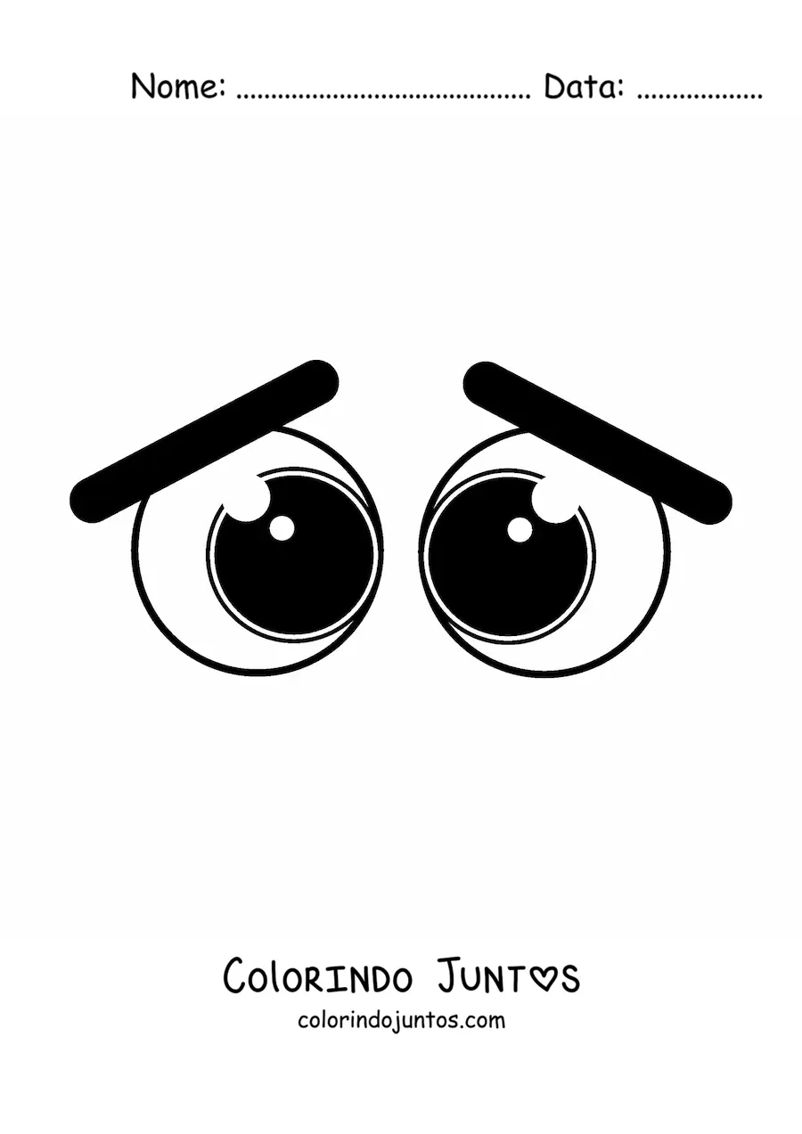 Desenho para colorir de um par de olhos lacrimejantes animados