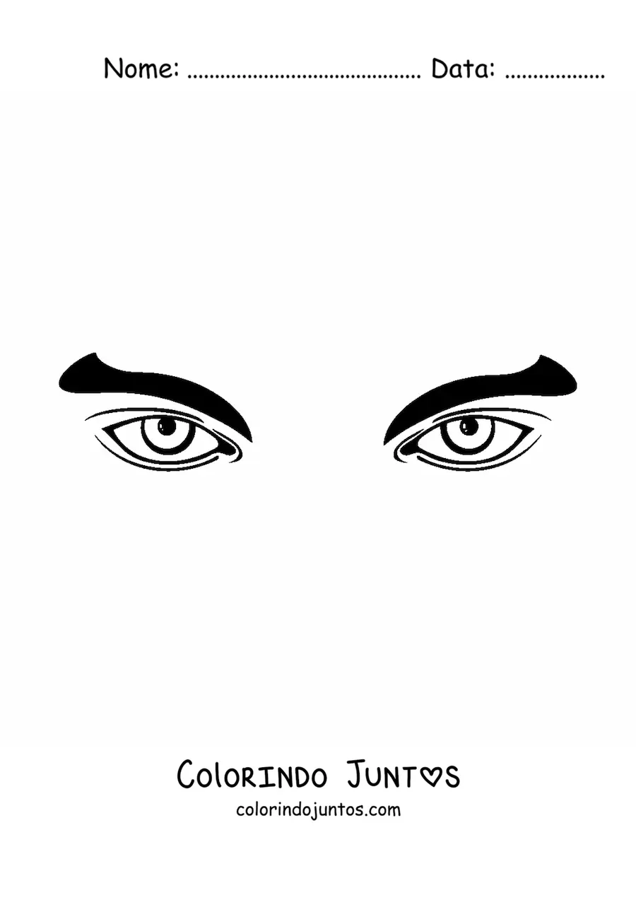 Desenho para colorir de um par de olhos masculinos