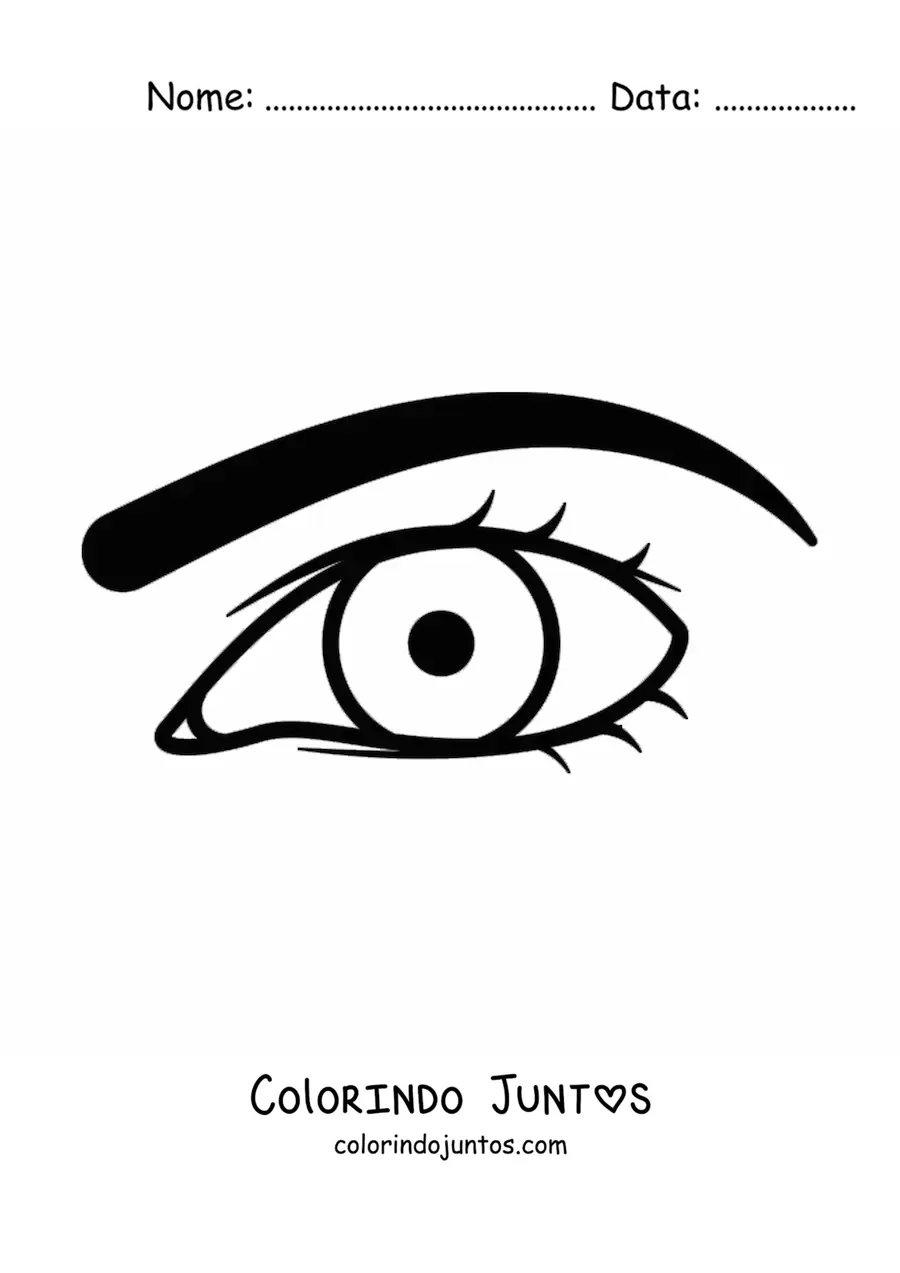 Desenho para colorir de um olho masculino com sobrancelha
