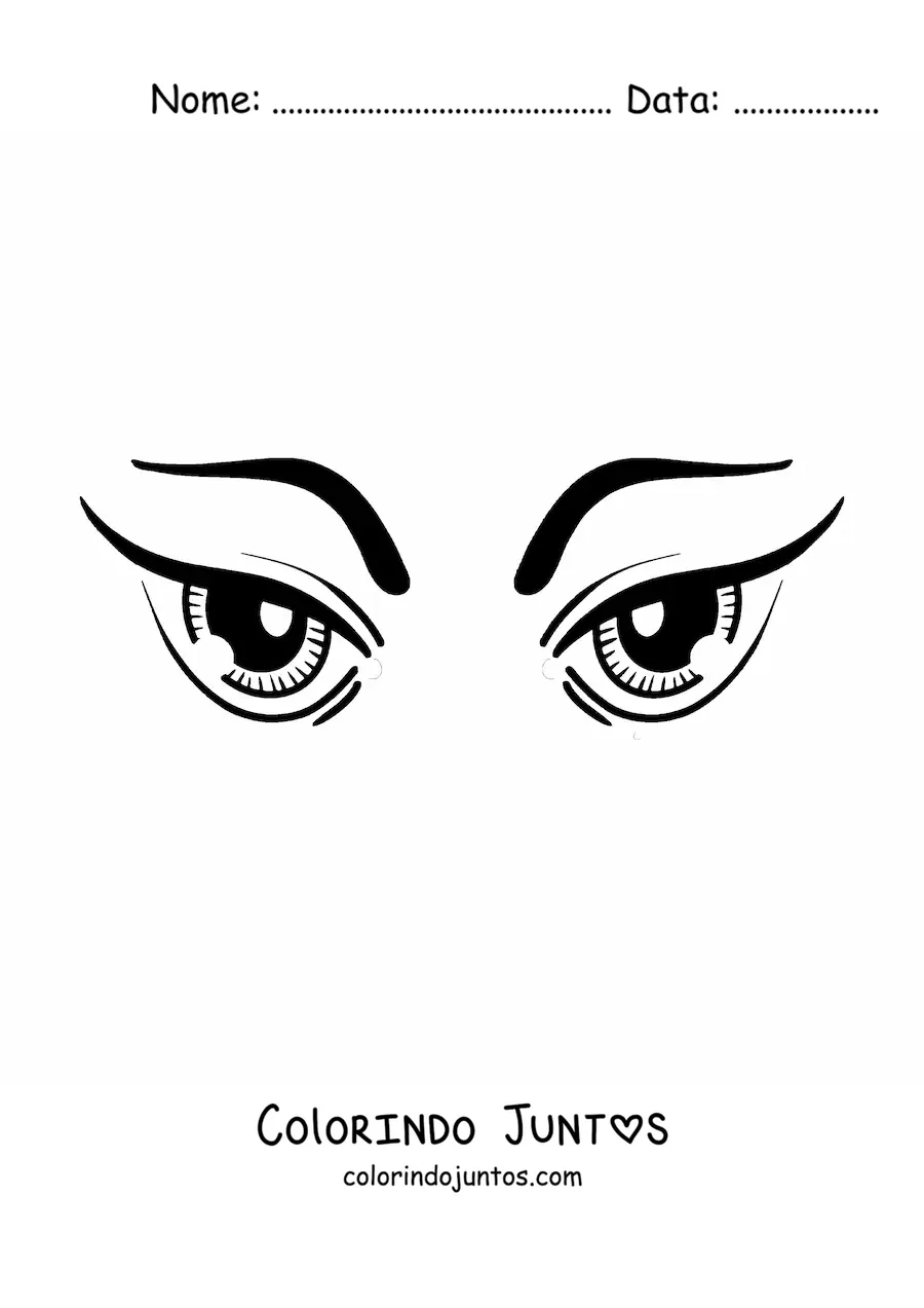 Desenho para colorir de um par de olhos misteriosos com a testa franzida