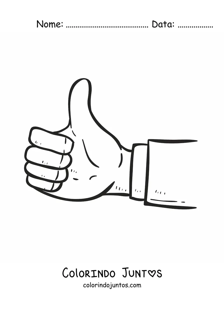Desenho para colorir de mão com o polegar para cima