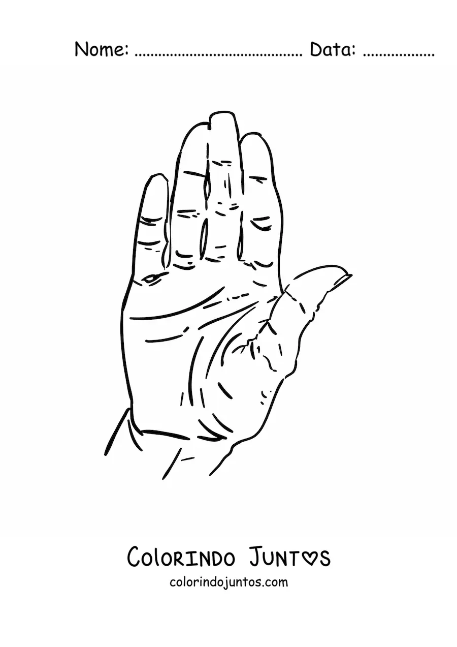 Desenho para colorir da palma da mão
