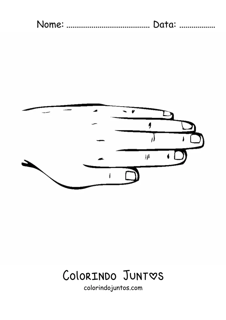 Desenho para colorir da mão esquerda