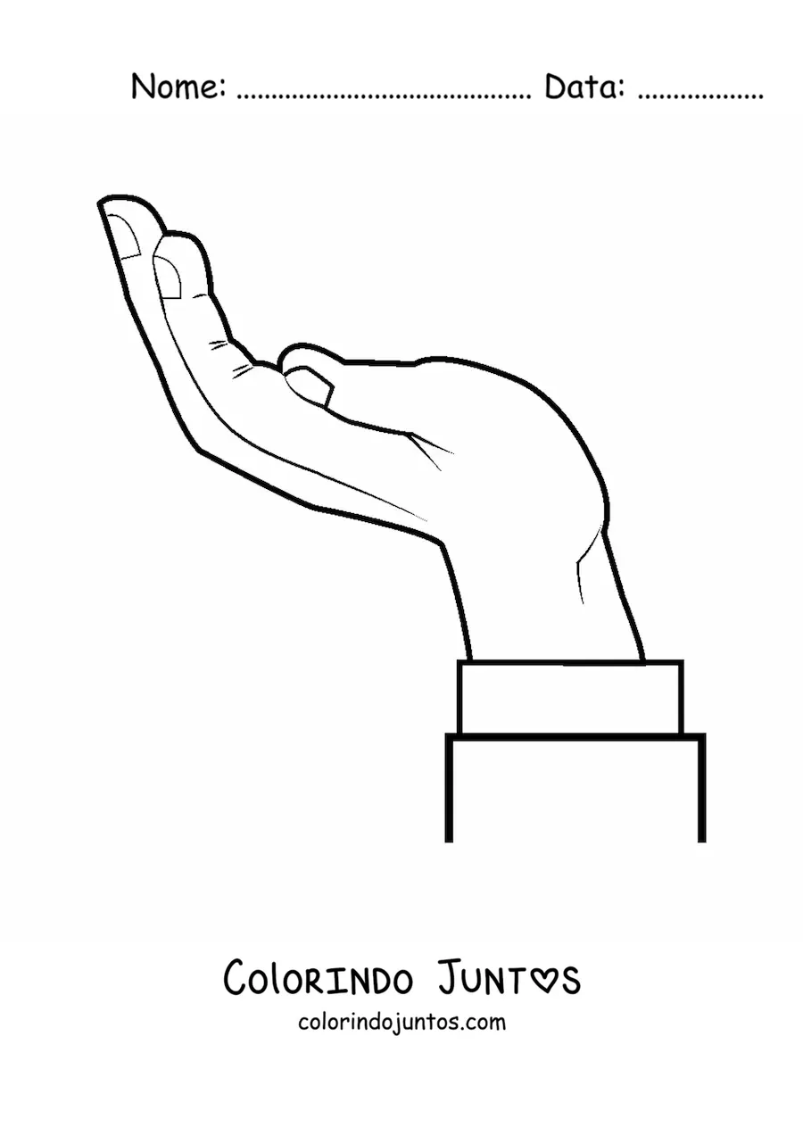 Desenho para colorir de mão com a palma para cima